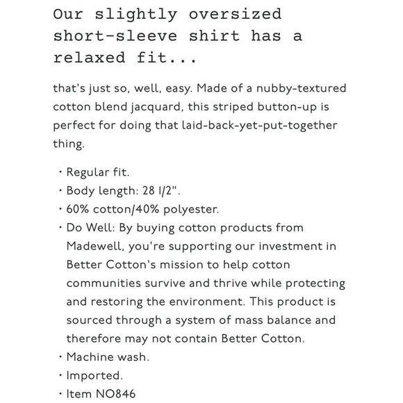 MADEWELL Shirt Men Medium East Short Sleeve Jacquard NEW Blue Button Up NO846 - Picture 12 of 12